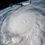 Hurricane Milton swirling over the blue Gulf of Mexico, photographed from the International Space Station