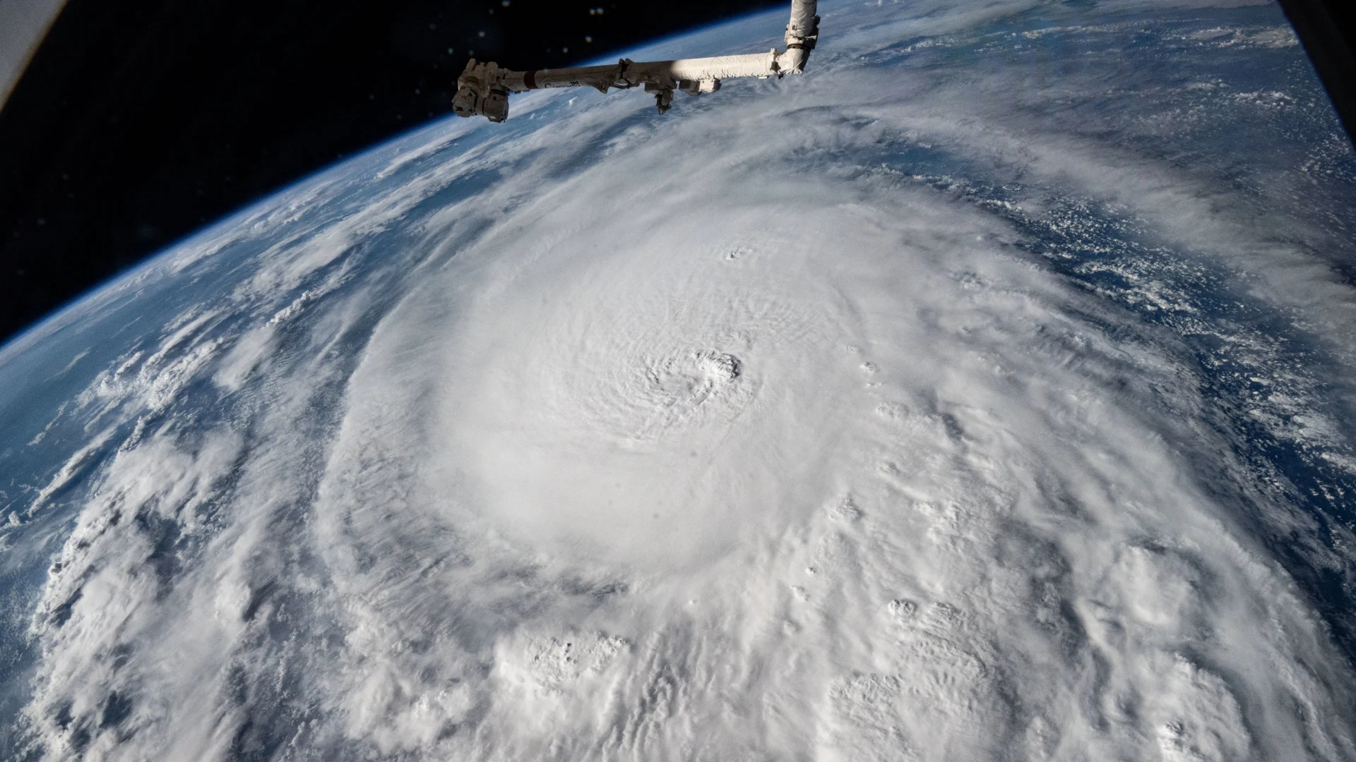 Hurricane Milton swirling over the blue Gulf of Mexico, photographed from the International Space Station