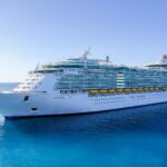 Royal Caribbean's Freedom of the Seas cruise ship on bright blue Caribbean water