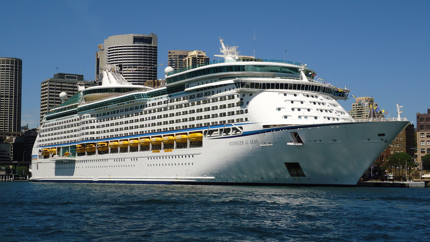 Voyager of the Seas moored in Sydney under a clear blue sky