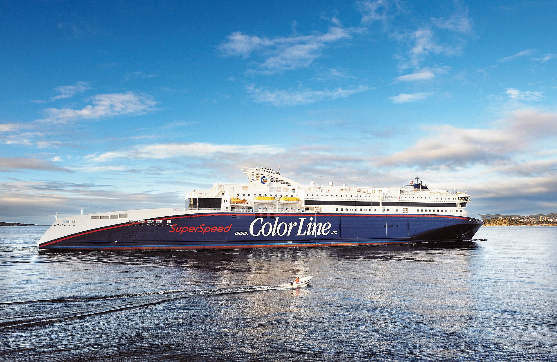 Color Line ferry SuperSpeed 1 sailing on calm water under a blue sky